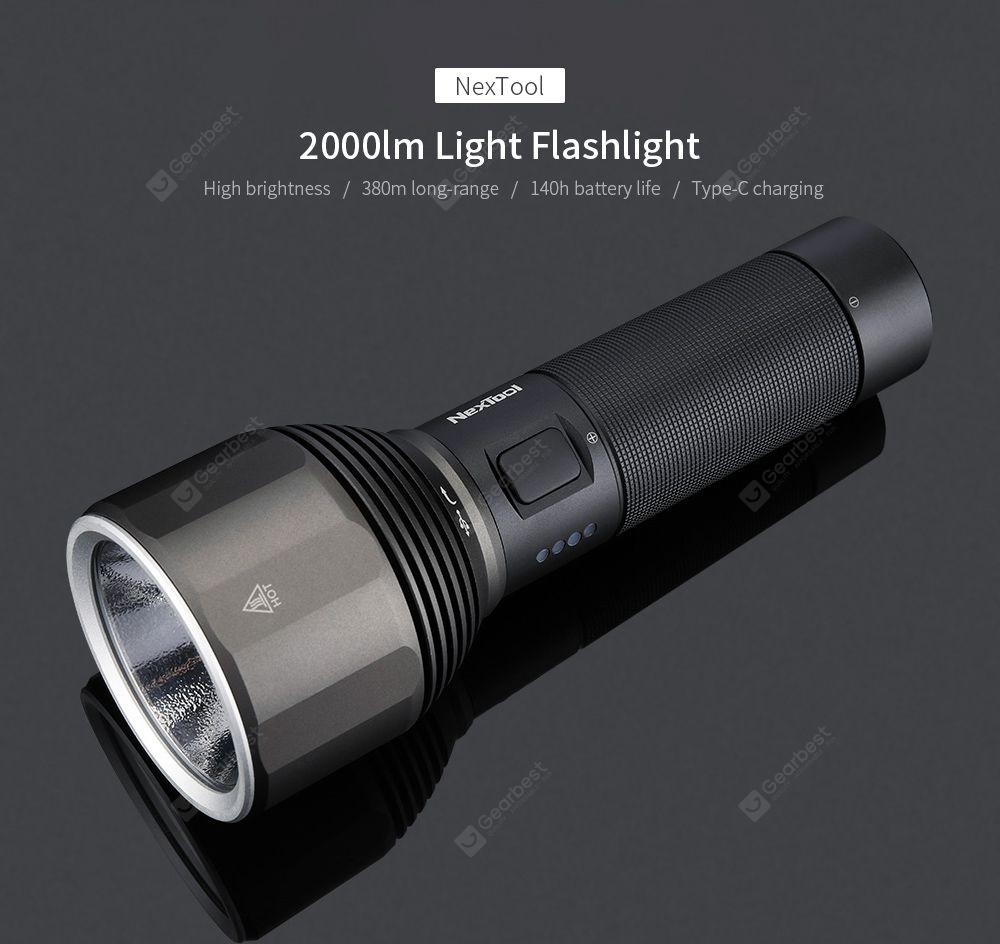 NEXTOOL LED Outdoor Powerful Light Flashlight Long Battery Life IPX7 Waterproof from Xiaomi youpin- Black